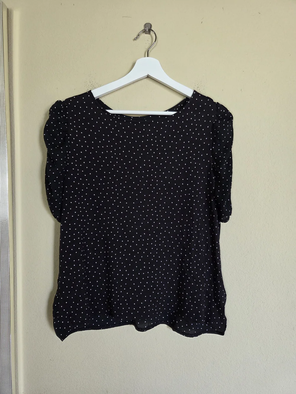 Loft Black Polka Dot Short Sleeve Blouse